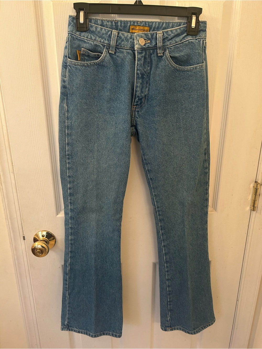 Vintage Blue Asphalt Midwash Flare Wide-Leg Jeans - Classic Blue Denim